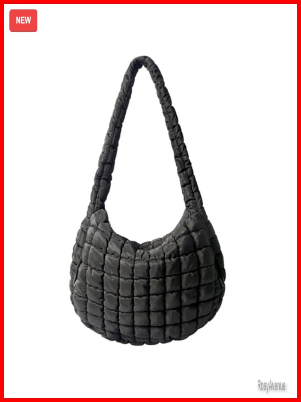 Large Quilted Nylon Puffer Hobo Tote Bag Crossbody